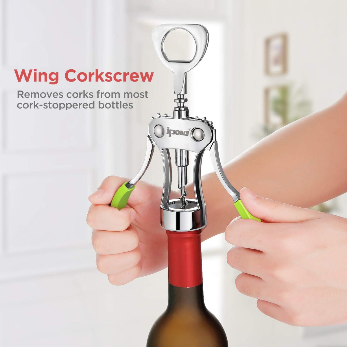 Wine Bottle Opener, Solid Zinc Alloy Corkscrew, Effortless Cork Removal
