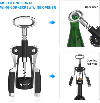 Wine Bottle Opener, Solid Zinc Alloy Corkscrew, Effortless Cork Removal