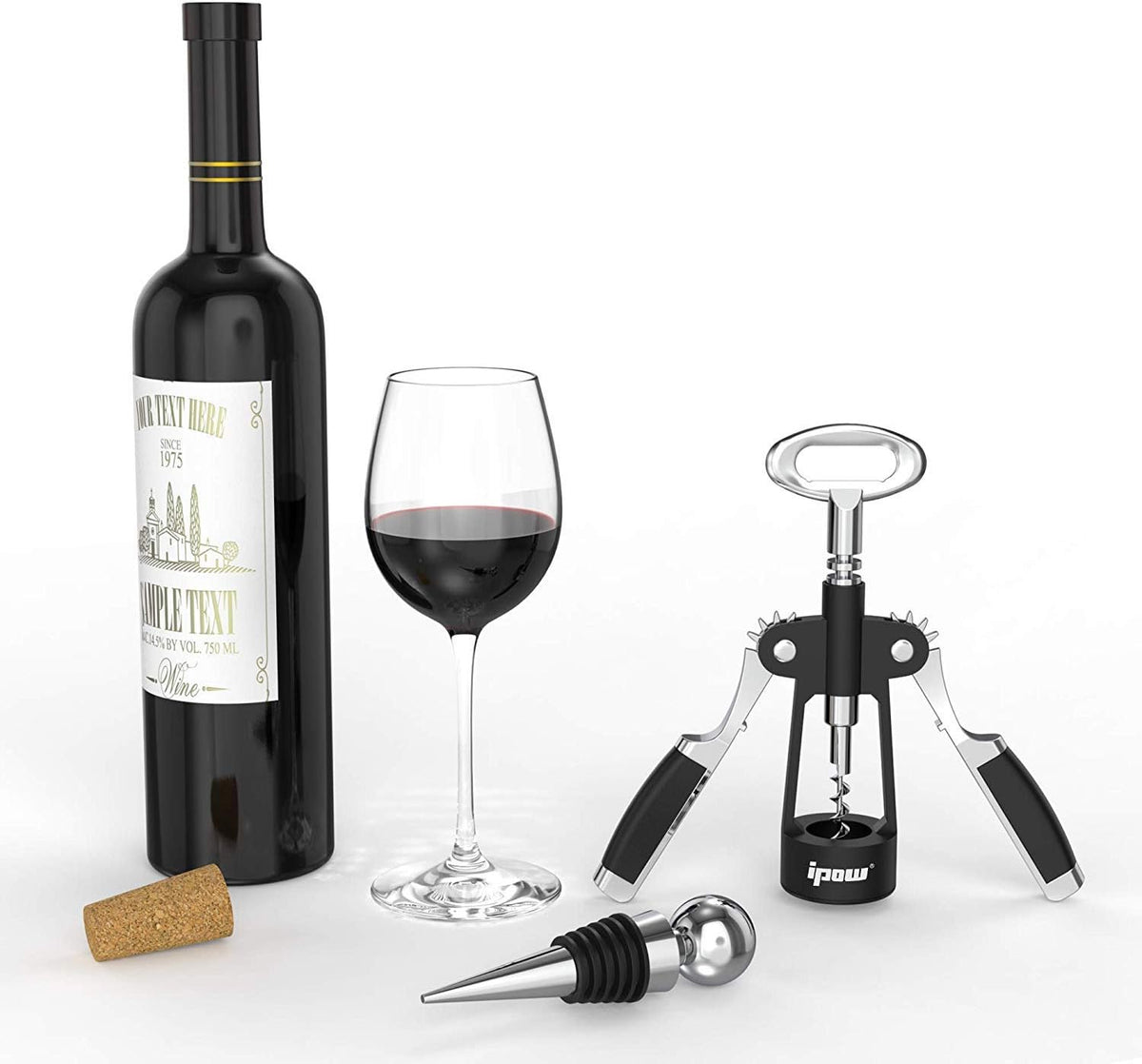 Wine Bottle Opener, Solid Zinc Alloy Corkscrew, Effortless Cork Removal