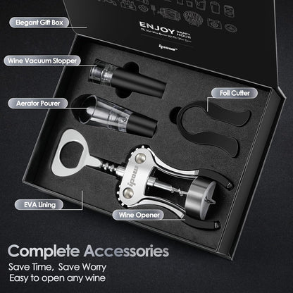 Wine Bottle Opener, Solid Zinc Alloy Corkscrew, Effortless Cork Removal