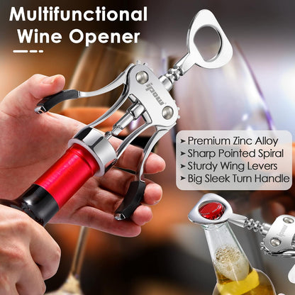 Wine Bottle Opener, Solid Zinc Alloy Corkscrew, Effortless Cork Removal