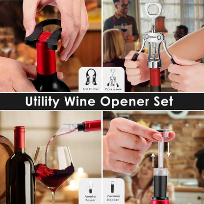 Wine Bottle Opener, Solid Zinc Alloy Corkscrew, Effortless Cork Removal