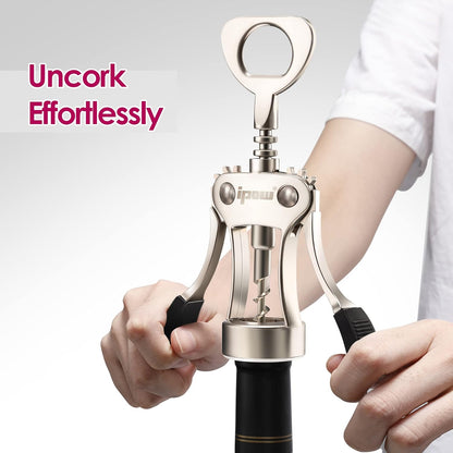 Wine Bottle Opener, Solid Zinc Alloy Corkscrew, Effortless Cork Removal