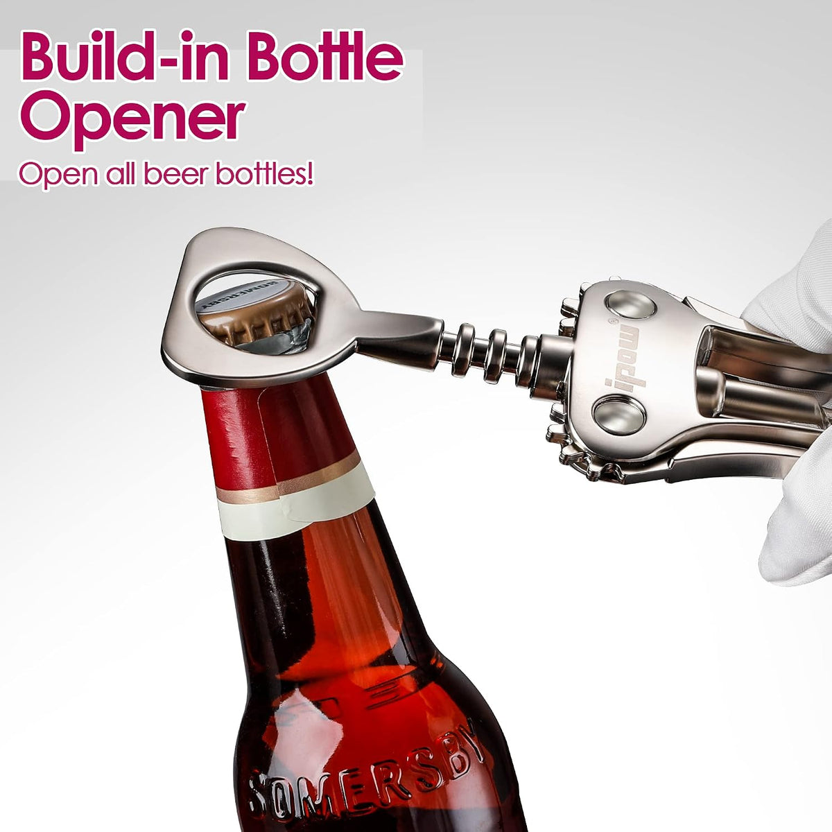 Wine Bottle Opener, Solid Zinc Alloy Corkscrew, Effortless Cork Removal