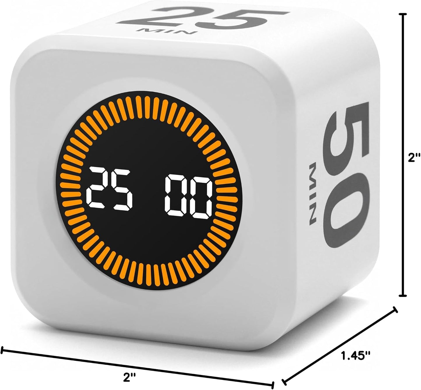 Rotating Productivity Timer 5, 25, 10, 50 Minutes Preset, Desk Cube w/Gravity Sensor for ADHD, Mute Functions, Ideal for Work, Study, Kitchen, Back to School (1, Wood Grain Finish)
