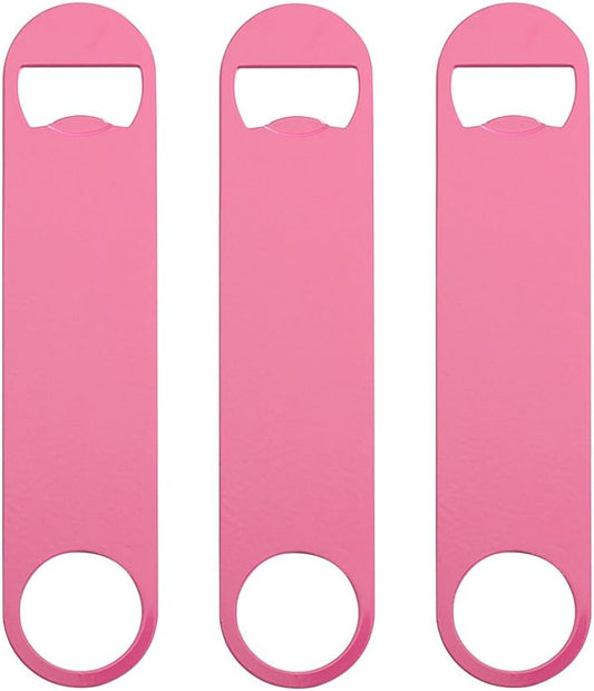 3 Pack 7" Heavy Duty Flat Bottle Opener, Pink