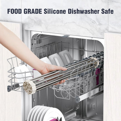 Roll Up Dish Drying Rack Over Sink, 304 Steel, 17.7x15.5, White