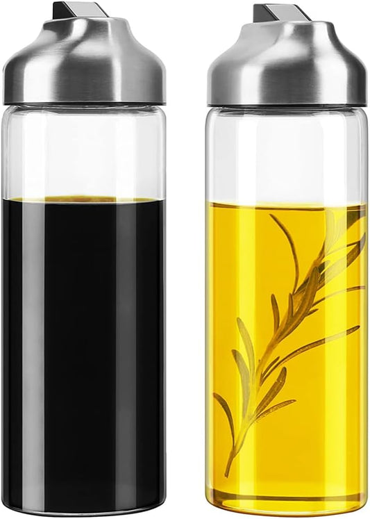 Olive Oil Dispenser - 14 OZ Glass Oil and Vinegar Dispenser Bottles Set for Kitchen No Drip-Set of 2