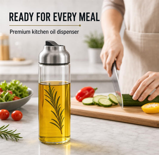 Olive Oil Dispenser - 14 OZ Glass Oil and Vinegar Dispenser Bottles Set for Kitchen No Drip-Set of 2