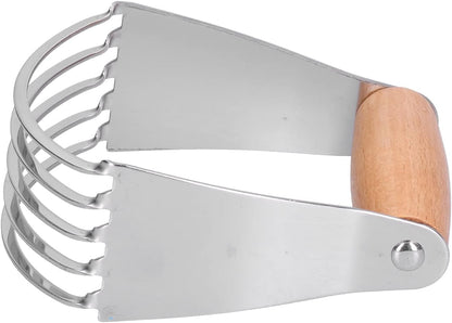 Professional Stainless Steel Dough Blender Pastry Cutter with 5 Heavy Duty Blades and Soft Grip Handle for Baking Pies Biscuits Pastry Pizza Dough (Wood Color)