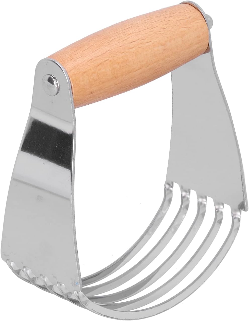 Professional Stainless Steel Dough Blender Pastry Cutter with 5 Heavy Duty Blades and Soft Grip Handle for Baking Pies Biscuits Pastry Pizza Dough (Wood Color)
