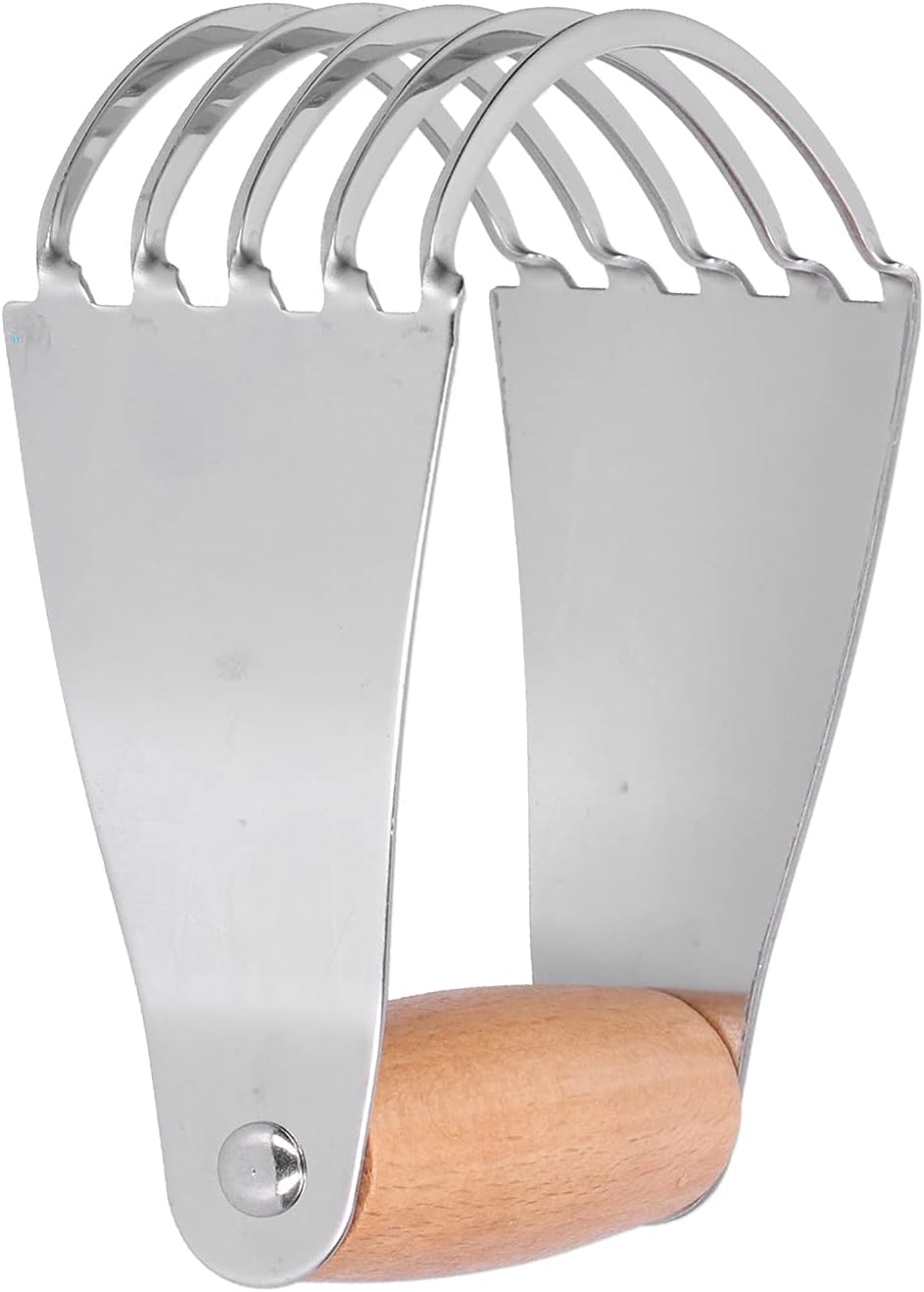 Professional Stainless Steel Dough Blender Pastry Cutter with 5 Heavy Duty Blades and Soft Grip Handle for Baking Pies Biscuits Pastry Pizza Dough (Wood Color)