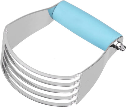 Professional Stainless Steel Dough Blender Pastry Cutter with 5 Heavy Duty Blades and Soft Grip Handle for Baking Pies Biscuits Pastry Pizza Dough (Wood Color)