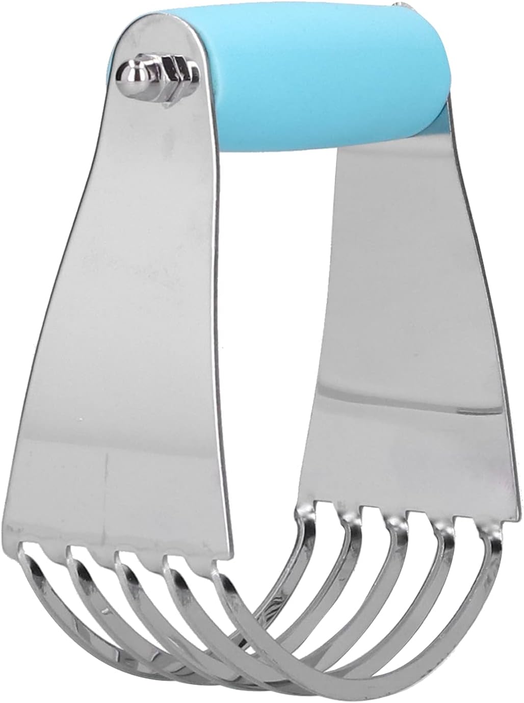 Professional Stainless Steel Dough Blender Pastry Cutter with 5 Heavy Duty Blades and Soft Grip Handle for Baking Pies Biscuits Pastry Pizza Dough (Wood Color)