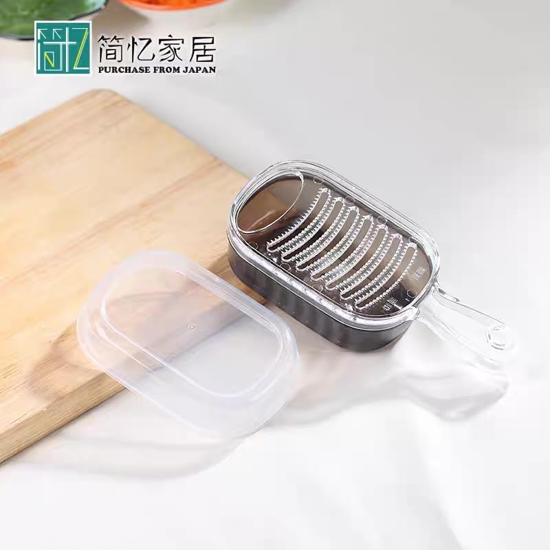 Japanese Plastic Zester Grater – Multi-Purpose Coarse/Fine Condiment Grater with Container for Ginger and Wasabi, Made in Japan