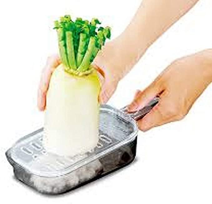 Japanese Plastic Zester Grater – Multi-Purpose Coarse/Fine Condiment Grater with Container for Ginger and Wasabi, Made in Japan