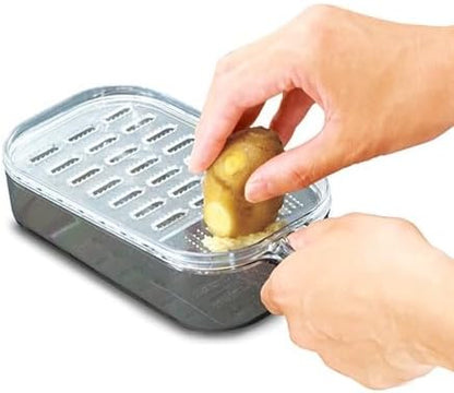 Japanese Plastic Zester Grater – Multi-Purpose Coarse/Fine Condiment Grater with Container for Ginger and Wasabi, Made in Japan