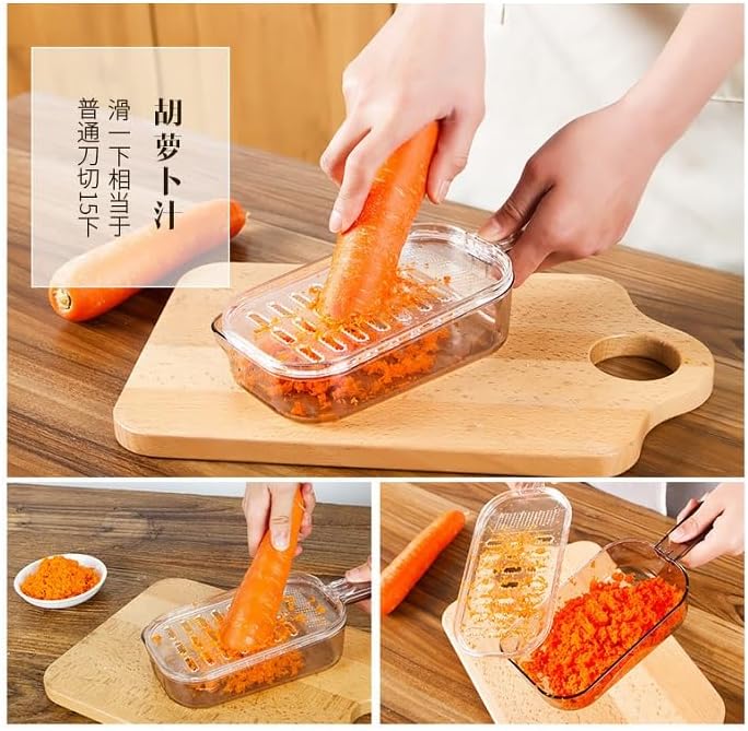 Japanese Plastic Zester Grater – Multi-Purpose Coarse/Fine Condiment Grater with Container for Ginger and Wasabi, Made in Japan