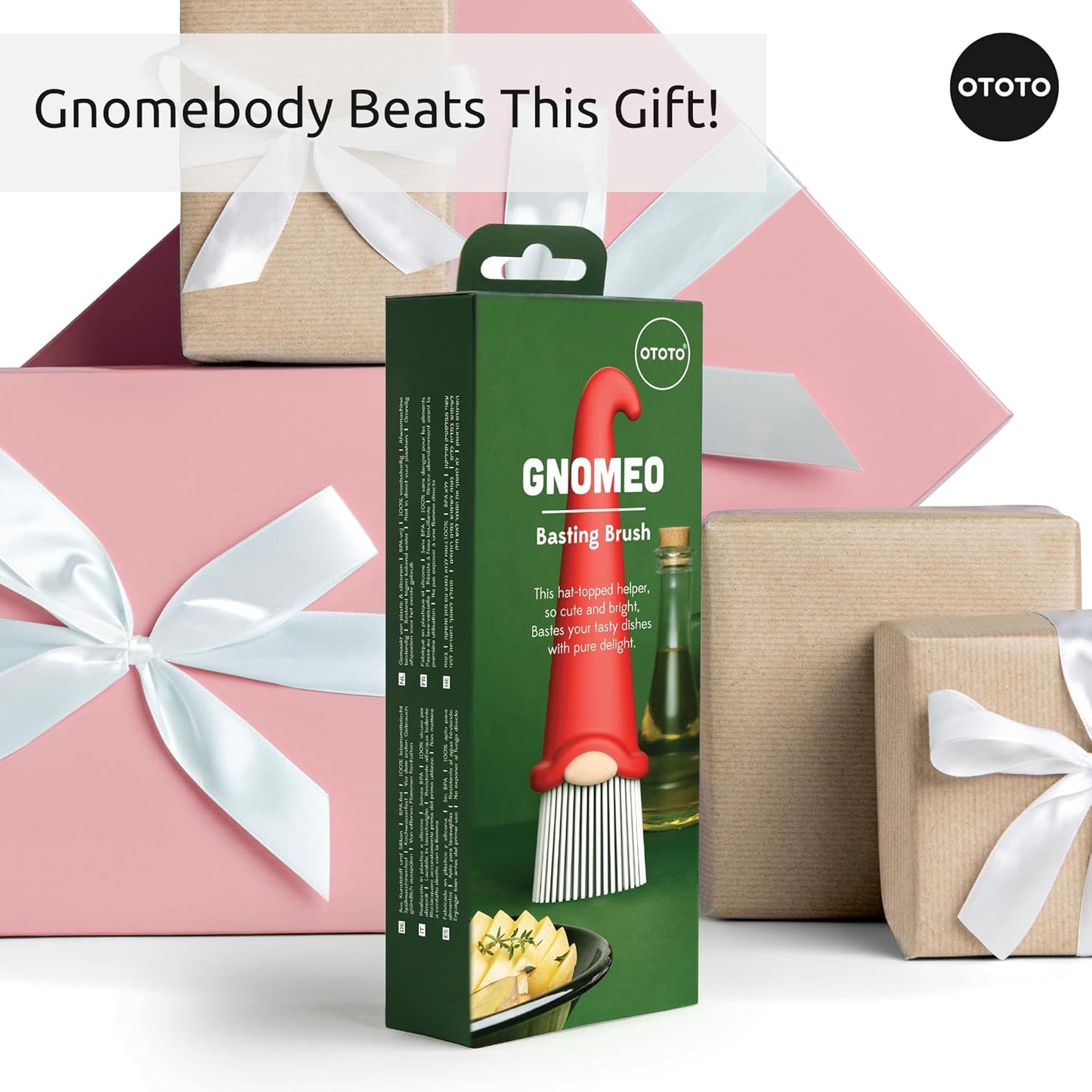 Gnomeo Pastry Brush - Silicone Basting Brush for Cooking, Spread Oil Butter Sauce for BBQ Grill Baking, Gnomes Gifts for Women, Cute Funny Kitchen Gadgets