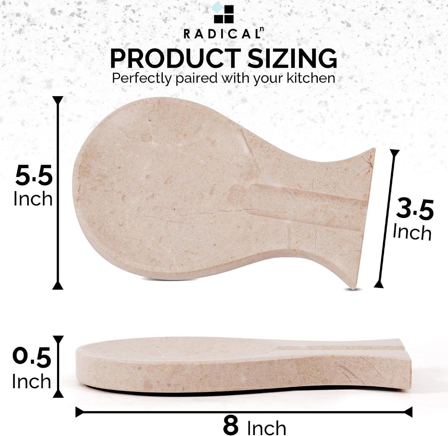 Marble Spoon Rest for Stove Top 8" Inches Black Handmade Spoon Holder For Kitchen Utensils, Ideal Heat-Resistant Cooking Utensil Rest, Modern Farmhouse Kitchen Décor