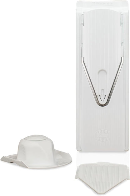 Mandoline Slicer V3 (Basic Set) • V-Slicer for Vegetables & Fruits • Adjustable Kitchen Slicer • 3 Thickness Settings • With Rubber Feet & Stainless Steel V-Blade • Color: White