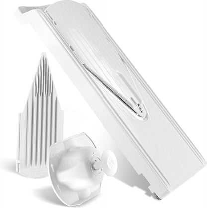 Mandoline Slicer V3 (Basic Set) • V-Slicer for Vegetables & Fruits • Adjustable Kitchen Slicer • 3 Thickness Settings • With Rubber Feet & Stainless Steel V-Blade • Color: White