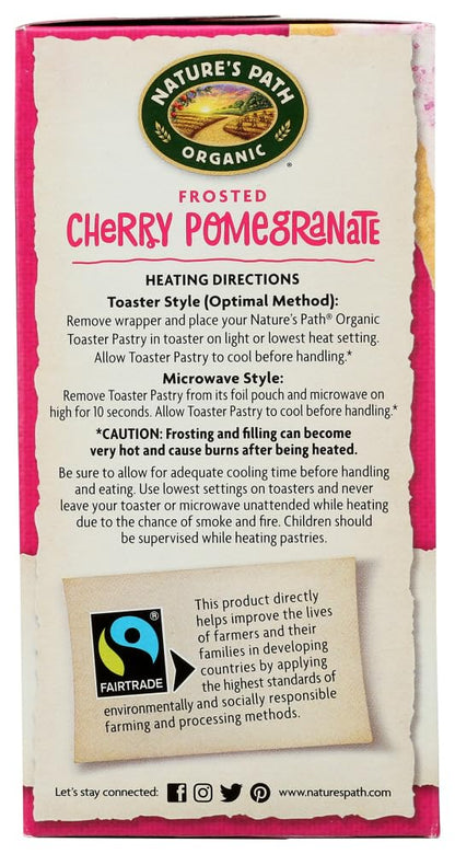 Nature's Path, Organic, Frosted Toaster Pastries, Cherry Pomegranate, 6 Tarts, 52 g Each(Pack of 2)