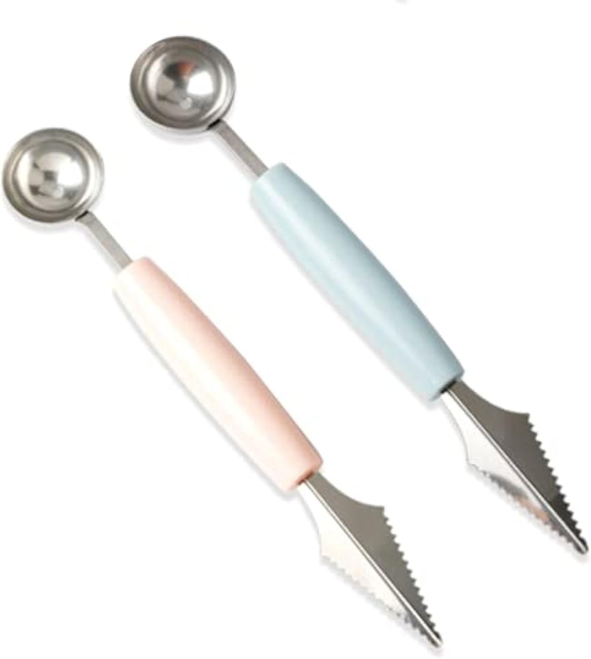 2 Pcs Stainless Steel Melon Baller Scoop,Fruit Decoration Carving Knife for DIY Cutting and Scooping Watermelon,Cantaloupe,Ice Cream
