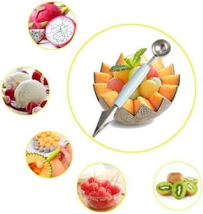 2 Pcs Stainless Steel Melon Baller Scoop,Fruit Decoration Carving Knife for DIY Cutting and Scooping Watermelon,Cantaloupe,Ice Cream