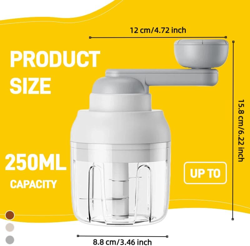 Multi-Functional Manual Food Processor Vegetable Chopper, Hand-Powered handle Onion Chopper with Clear Container, Food Chopper for Vegetables Meat Fruits Nuts Herbs Onions,Ideal Gift (White)