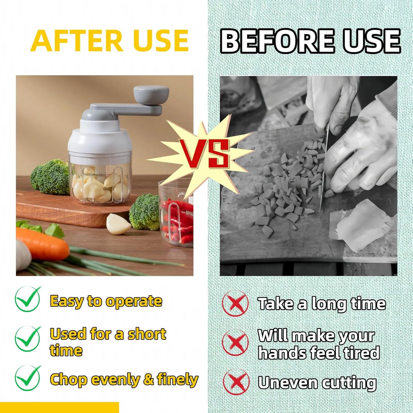 Multi-Functional Manual Food Processor Vegetable Chopper, Hand-Powered handle Onion Chopper with Clear Container, Food Chopper for Vegetables Meat Fruits Nuts Herbs Onions,Ideal Gift (White)