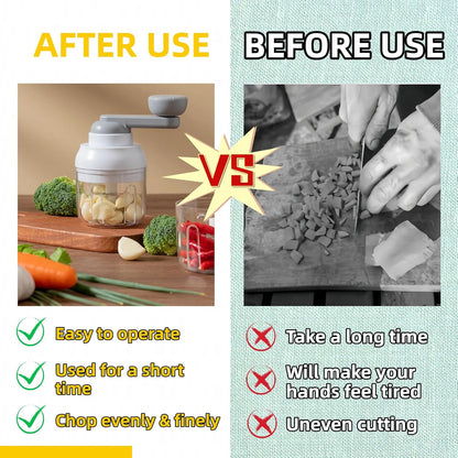 Multi-Functional Manual Food Processor Vegetable Chopper, Hand-Powered handle Onion Chopper with Clear Container, Food Chopper for Vegetables Meat Fruits Nuts Herbs Onions,Ideal Gift (White)