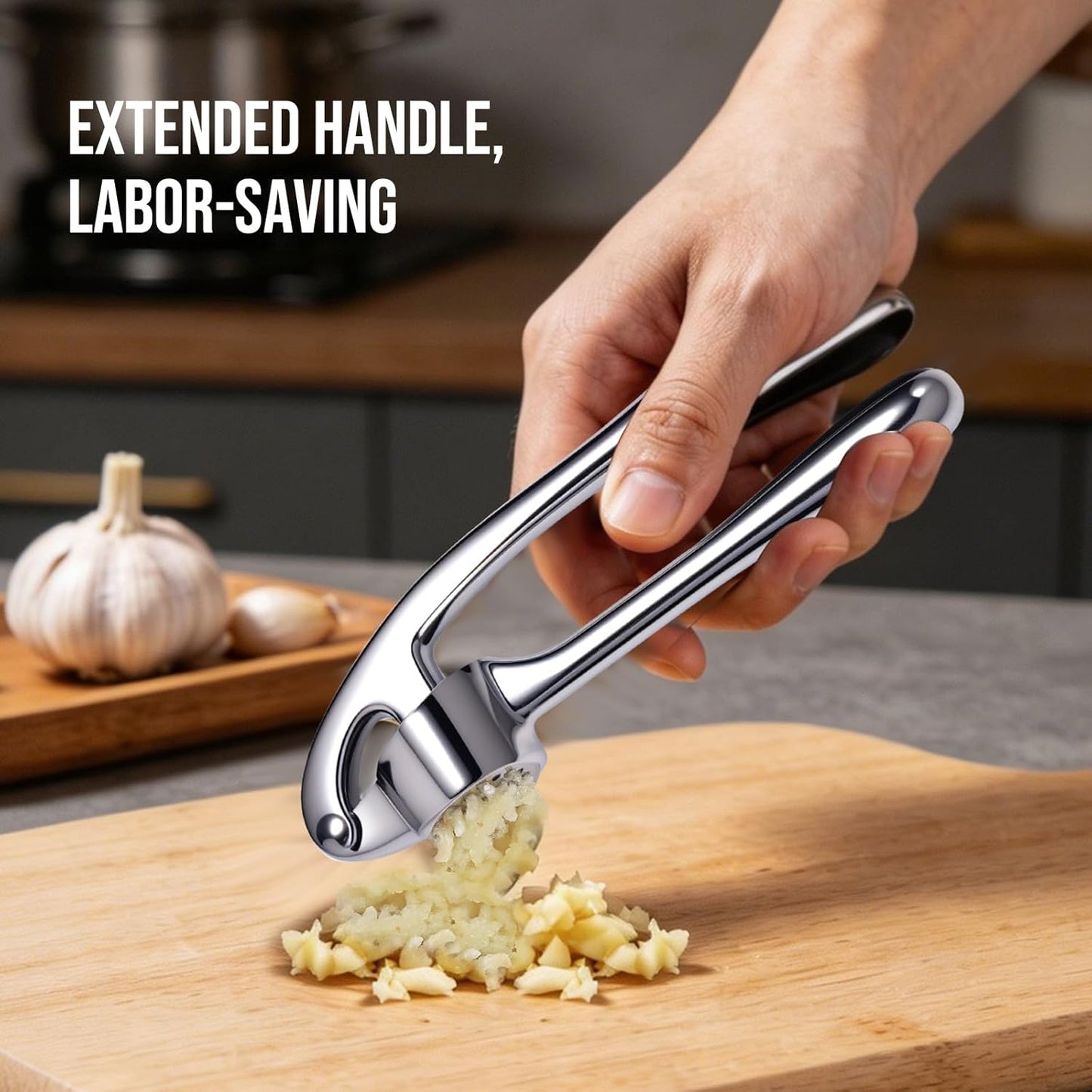 Kitchen Garlic Press, Rust Proof & Dishwasher Safe Garlic Mincer, Durable Garlic Crusher, Easy to Clean and Squeeze, Rose