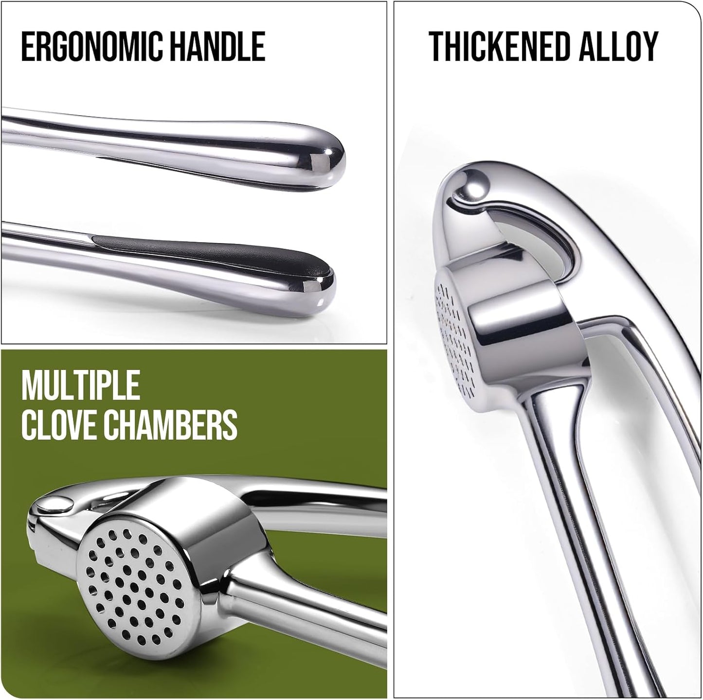 Kitchen Garlic Press, Rust Proof & Dishwasher Safe Garlic Mincer, Durable Garlic Crusher, Easy to Clean and Squeeze, Rose
