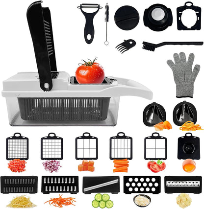 23-in-1 Vegetable Chopper & Cutter – All-in-One Food Chopper, Onion Dicer, Veggie Slicer with Stainless Steel Blades
