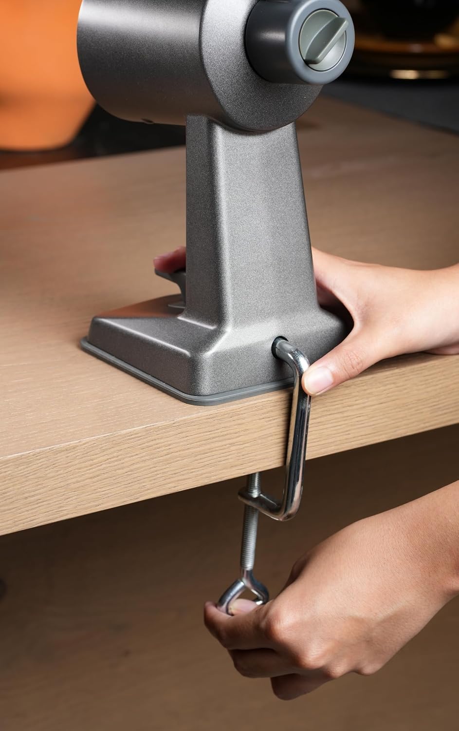 Rotary Cheese Grater, Aluminium, 3 Steel Drum Blades, Cheese, Vegetable, Chocolate, Nut, Fruit Grater with Handle, Non-Slip Suction Foot and Table Clamp, 5 Year Guarantee