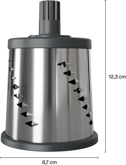 Rotary Cheese Grater, Aluminium, 3 Steel Drum Blades, Cheese, Vegetable, Chocolate, Nut, Fruit Grater with Handle, Non-Slip Suction Foot and Table Clamp, 5 Year Guarantee
