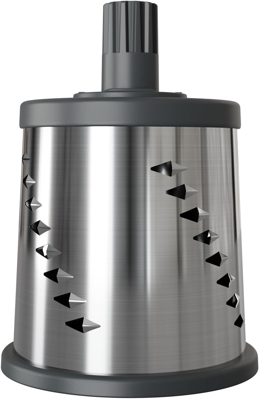 Rotary Cheese Grater, Aluminium, 3 Steel Drum Blades, Cheese, Vegetable, Chocolate, Nut, Fruit Grater with Handle, Non-Slip Suction Foot and Table Clamp, 5 Year Guarantee