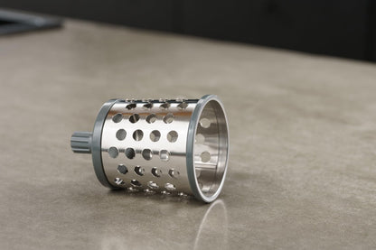 Rotary Cheese Grater, Aluminium, 3 Steel Drum Blades, Cheese, Vegetable, Chocolate, Nut, Fruit Grater with Handle, Non-Slip Suction Foot and Table Clamp, 5 Year Guarantee