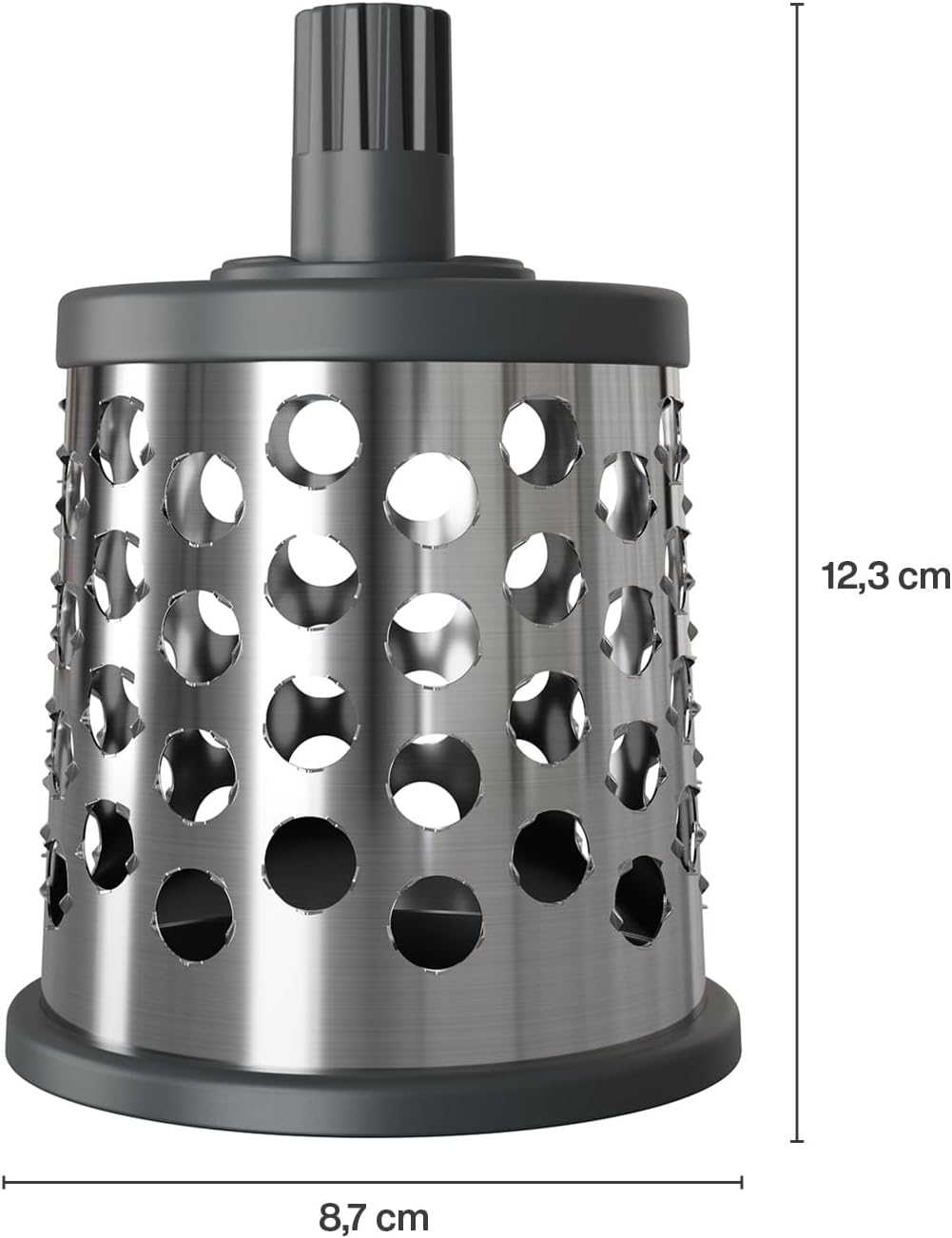 Rotary Cheese Grater, Aluminium, 3 Steel Drum Blades, Cheese, Vegetable, Chocolate, Nut, Fruit Grater with Handle, Non-Slip Suction Foot and Table Clamp, 5 Year Guarantee