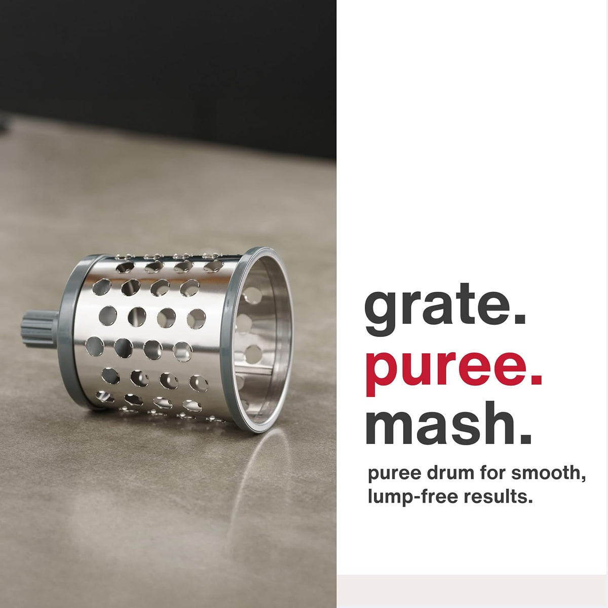 Rotary Cheese Grater, Aluminium, 3 Steel Drum Blades, Cheese, Vegetable, Chocolate, Nut, Fruit Grater with Handle, Non-Slip Suction Foot and Table Clamp, 5 Year Guarantee
