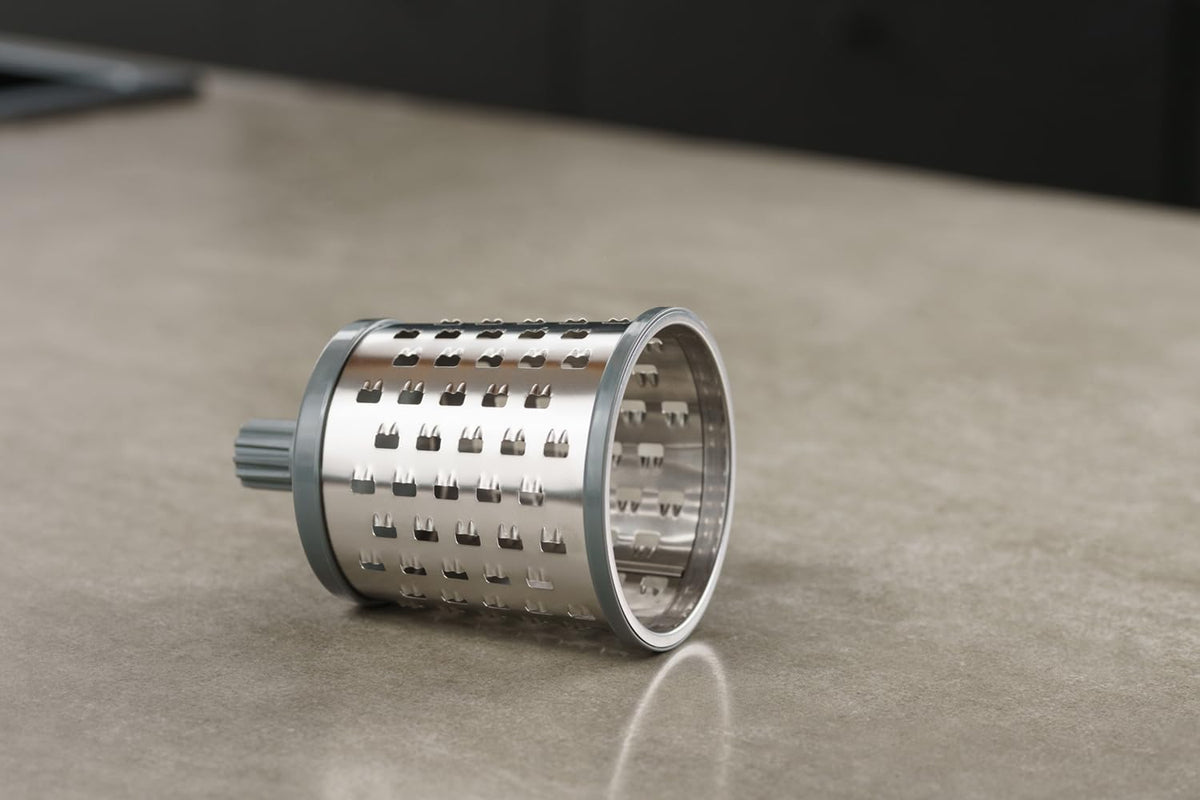 Rotary Cheese Grater, Aluminium, 3 Steel Drum Blades, Cheese, Vegetable, Chocolate, Nut, Fruit Grater with Handle, Non-Slip Suction Foot and Table Clamp, 5 Year Guarantee