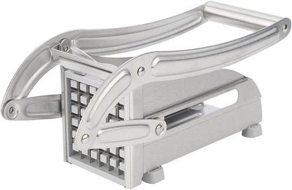 French Fry Cutter, Stainless Steel Potato Cutter with Non-Slip Feet, 2 Blade Size for Homemade Chips, Fries & Veggie Slices