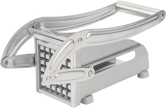 French Fry Cutter, Stainless Steel Potato Cutter with Non-Slip Feet, 2 Blade Size for Homemade Chips, Fries & Veggie Slices