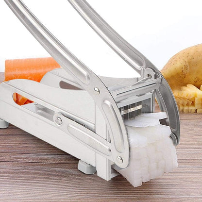 French Fry Cutter, Stainless Steel Potato Cutter with Non-Slip Feet, 2 Blade Size for Homemade Chips, Fries & Veggie Slices
