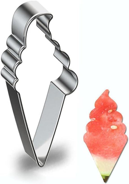 Silver Fruit Watermelon Cutting Molds,Creative Kitchen Gadgets, Stainless Steel Popsicle Cookie Cutter, Ice Cream Shape Watermelon Slicer,Watermelon Popsicle Mold, Melon Cutter Mould Melon Ballers