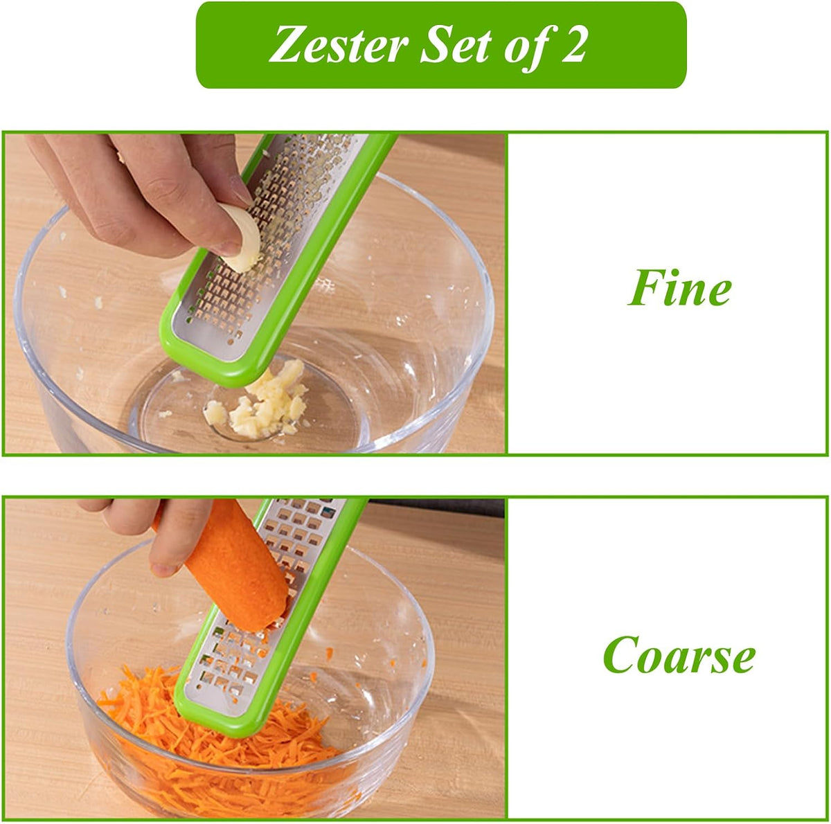 Zester Grater Set of 2, Cheese Grater for Kitchen Lemon Zester Tool Garlic Grater Ginger Grater, Kitchenaid Food Grater with Handle Handheld, Sharp Stainless Steel Blade with Protective Cover