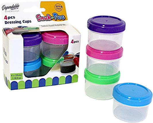 Twist Top Salad Dressing Cups Kitchen Storage Container Pack of 4 Reusable Dipping Sauce