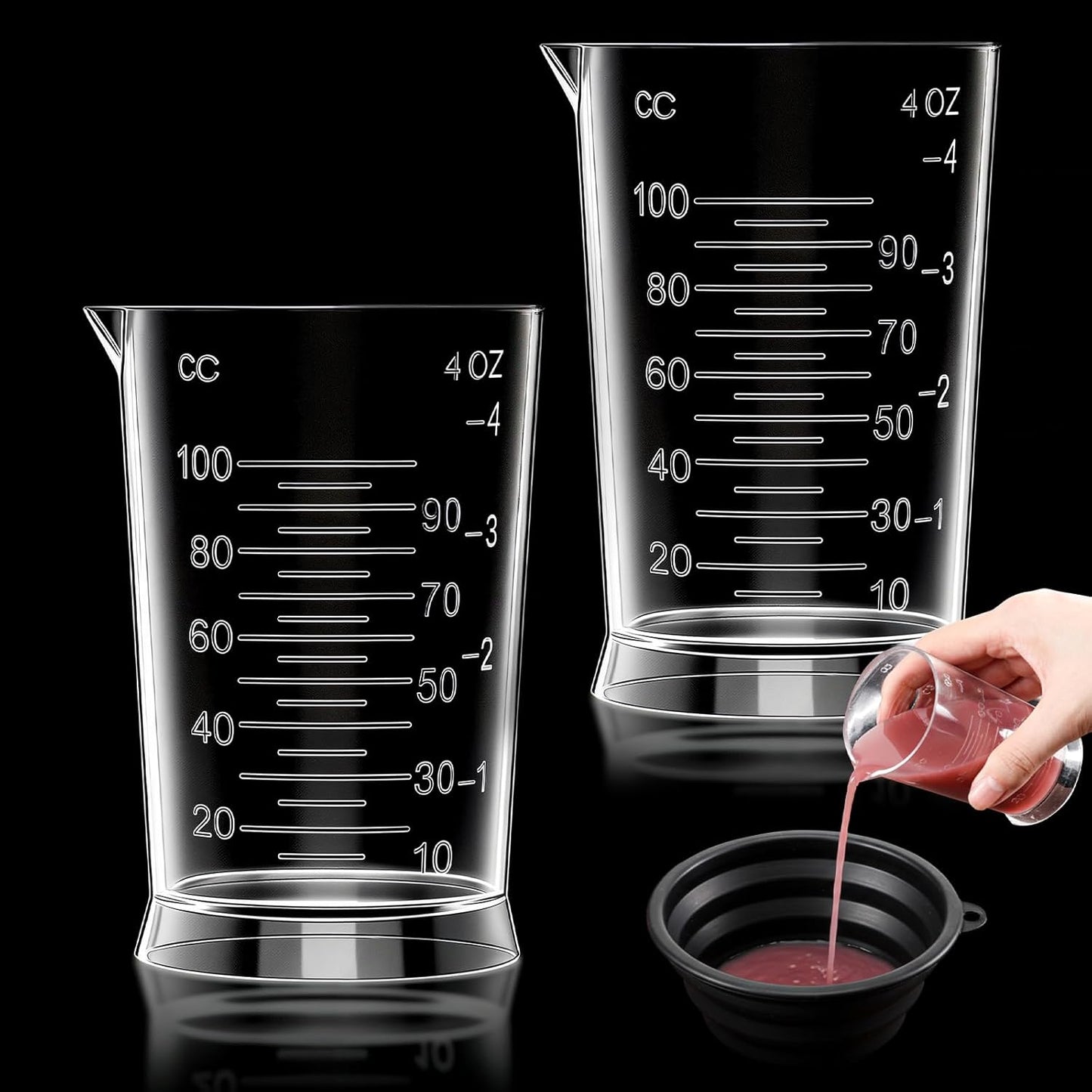 2 Pcs Hair Dye Measuring Cups 4 oz Hair Color Measuring Cups Easy to Read Color Beaker Plastic Liquid Beaker with Graduated Scale for Salon Use Home DIY Dyeing Tools