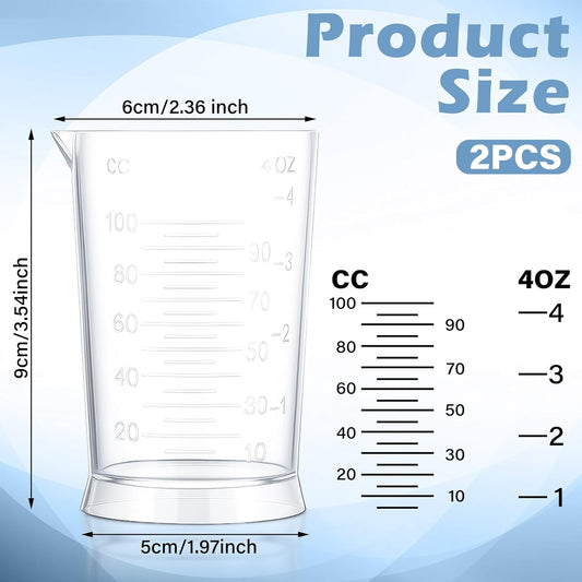2 Pcs Hair Dye Measuring Cups 4 oz Hair Color Measuring Cups Easy to Read Color Beaker Plastic Liquid Beaker with Graduated Scale for Salon Use Home DIY Dyeing Tools